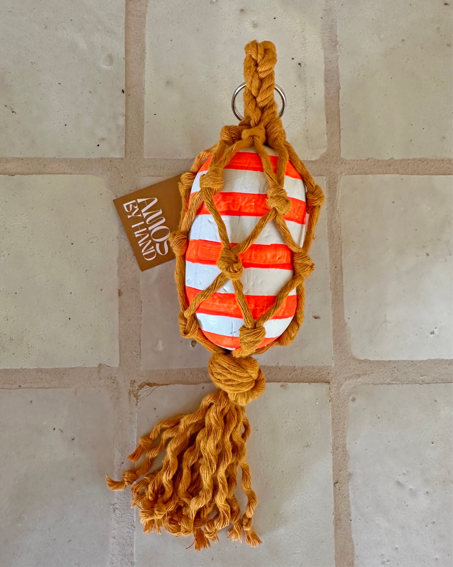 FISHERMAN KEY RING NEON ORANGE & WHITE